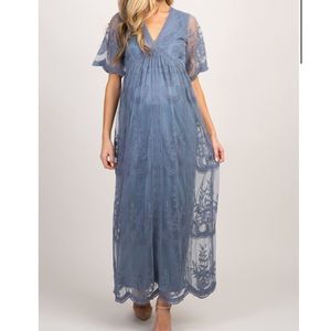 Pinkblush Dusty Blue Lace Maxi Dress